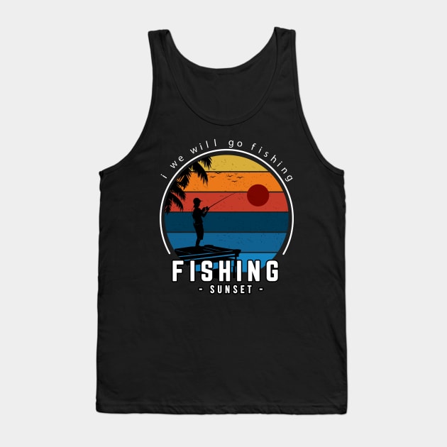 fishing sunset vintage Tank Top by Mako Design 